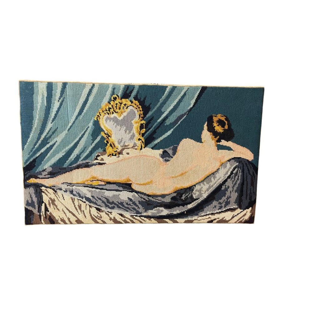 Art Nouveau Needle Point Nude Woman Vintage